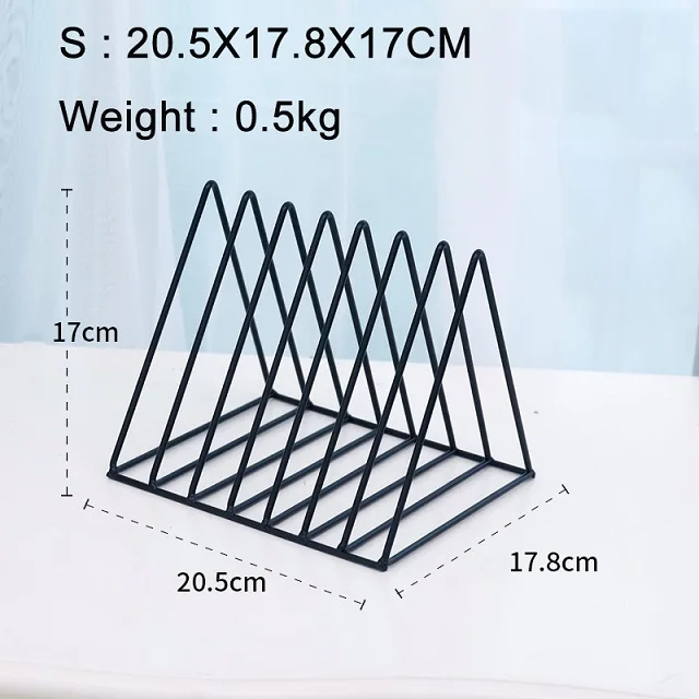 New Nordic треугольник простой из кованого железа полки настольная подставка для хранения полки файл журнала коробка для хранения офисная стойка ювелирные изделия - Цвет: black s