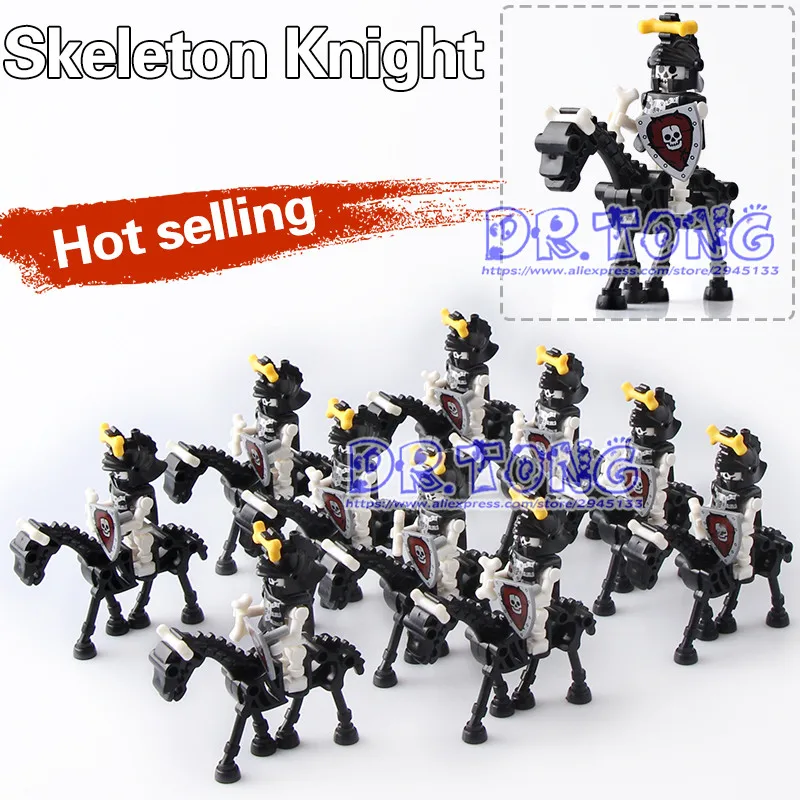 DR TONG 10PCS LOT Skeleton Knights Medieval Castle Knights Skeleton Horses The Lord of the Rings
