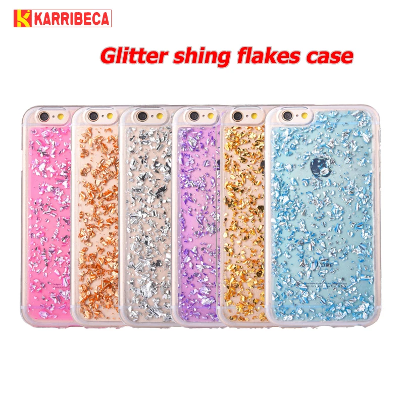 

Glitter flake silicone case for iphone se 5 6 s funda hoesje Cute shining tpu cover for iphone 7 8 plus coque etui kryt tok husa
