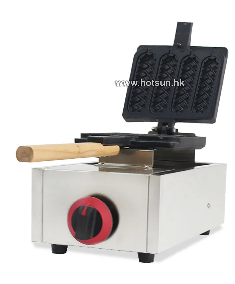 

Commercial Non-stick 4pcs LPG Gas Lolly Waffle Dog Maker Iron Machine