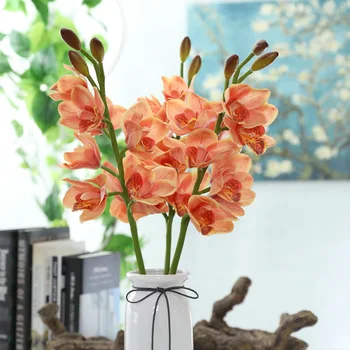 

Flone Artificial Butterfly Orchid Floral Branch Real Touch Butterfly Orchid Flowers Bouquet Fake Flower Wedding Home Party Decor
