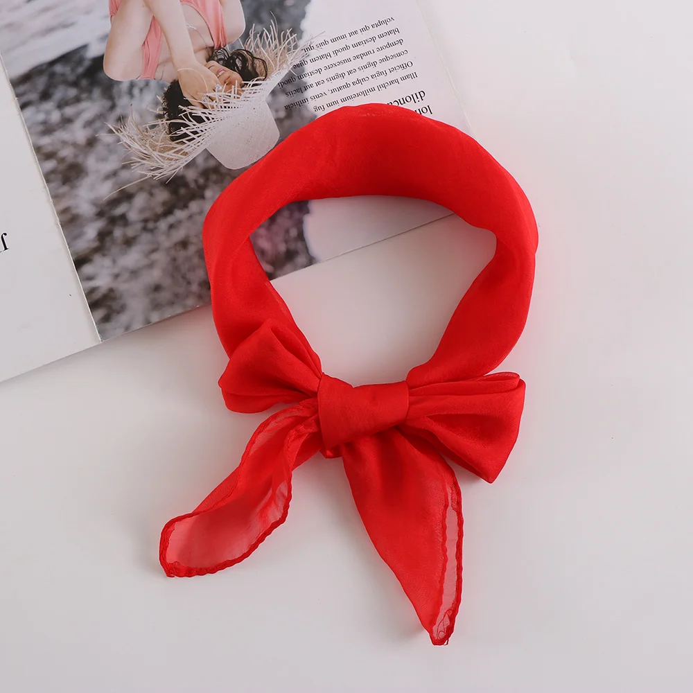 

Square Scarf Hair Tie Band For Business Party Women Elegant Small Vintage Skinny Retro Head Neck Silk Satin Scarf