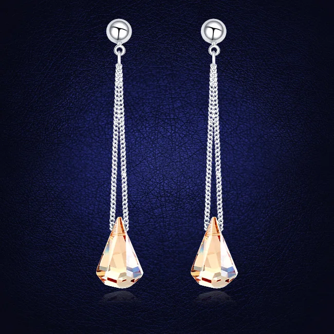 

ANNGILL Luxury Crystals from Swarovski Drop Chain Long Earrings for Women Ear Jewelry Brincos Boucle D'oreille Oorbellen
