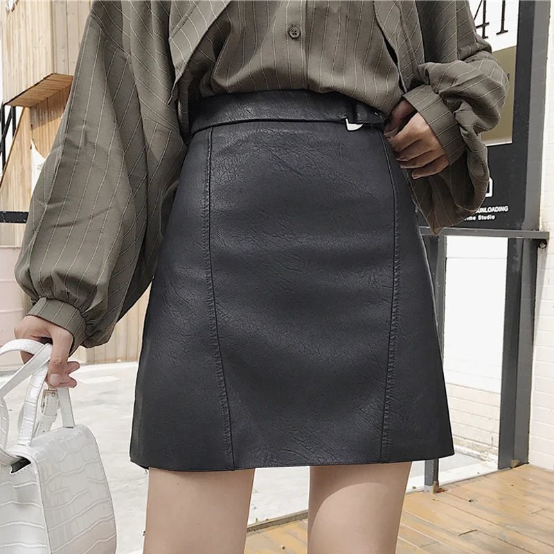Women Solid Metallic Skirts Female Autumn Korean Sexy High Waist
