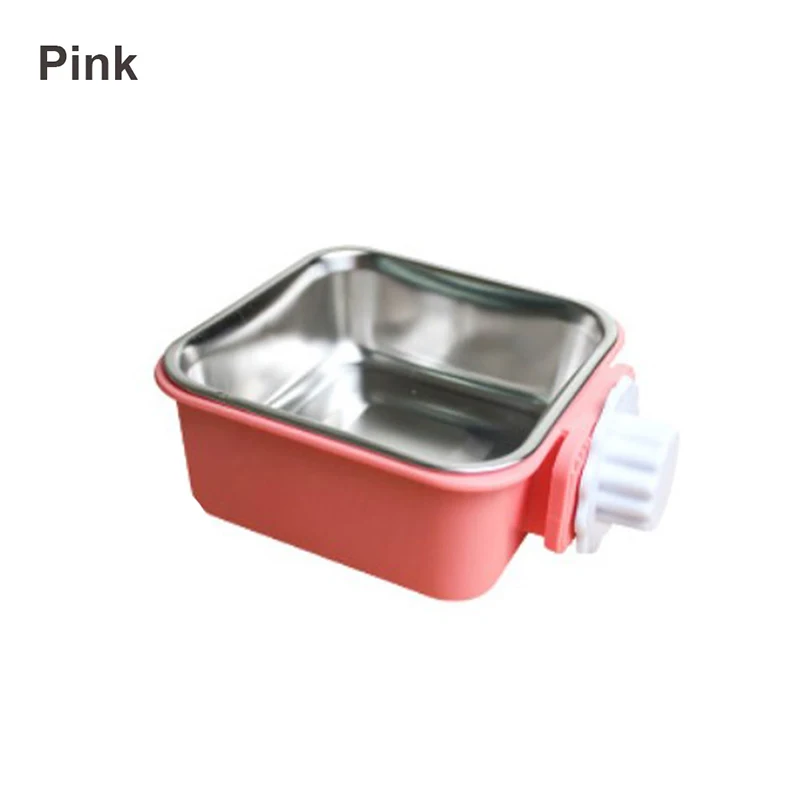 Pet Bowl Stainless Steel Water Food Feeder Feeding Dog Puppy Cat Hanging Cage Square Bowls Pet Supplies Pet Dog Cat Crate Cage