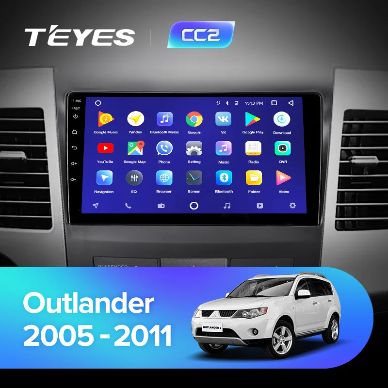 TEYES CC2 Штатная магнитола для Мицубиси Аутлендер 2 Mitsubishi Outlander 2 CW0W 2005 2008 2011 Android 8.1, до 8-ЯДЕР, до 4+ 64ГБ 32EQ+ DSP 2DIN автомагнитола 2 DIN DVD GPS мультимедиа автомобиля головное устройство