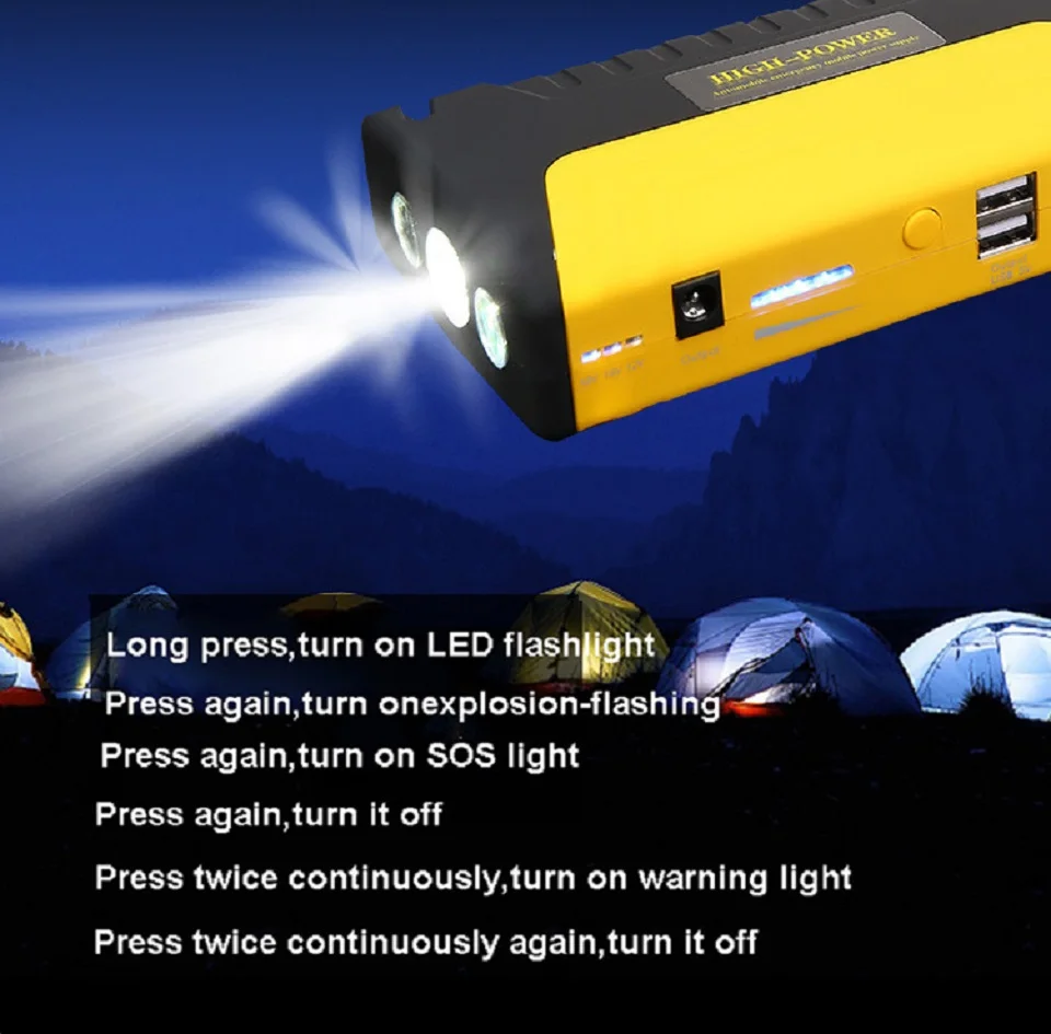 Muti-function Jump Starter 600A 16800mAh High Power Battery Charger Dual USB Vehicle Jump Starter Booster Car Starting Device