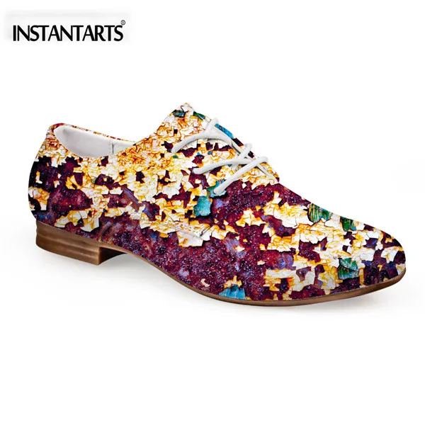 Instantarts мода Galaxy Star печатных Обувь кожаная для девочек для Для женщин летний отдых Оксфорд Обувь удобная обувь на плоской подошве для дам - Цвет: C1012CD
