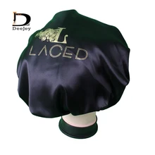 Изготовленный на заказ бренд полиэстер сатин с принтом bonnets для наращивания волос Уход 2 слоя шелковистые ощущения ночной сон крышка чепчик Крышка 100 шт в партии