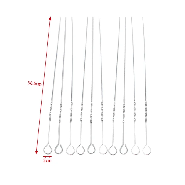 10 Db Rozsdamentes Acél Lapos Hús Nyárs A Kültéri Bbq Grillhez -Y102 - Image 4