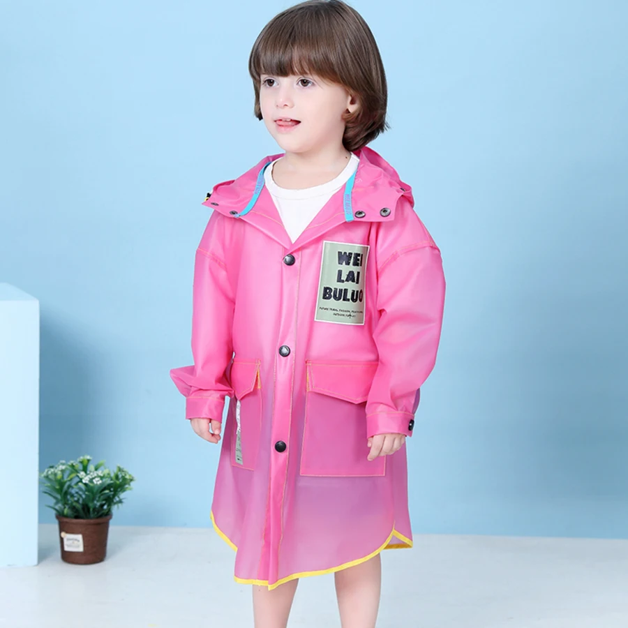 Children Cute Transparent Rain Poncho Polyester Long Safe Cover Rain
