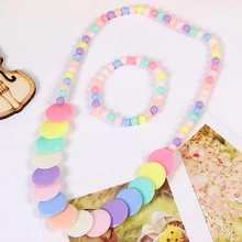 Новинка, распродажа, бусины карамельного цвета, подарок для ребенка, цветочное ожерелье, браслеты, принцесса, Детский комплект украшений для девочек, детское колье, аксессуары T137