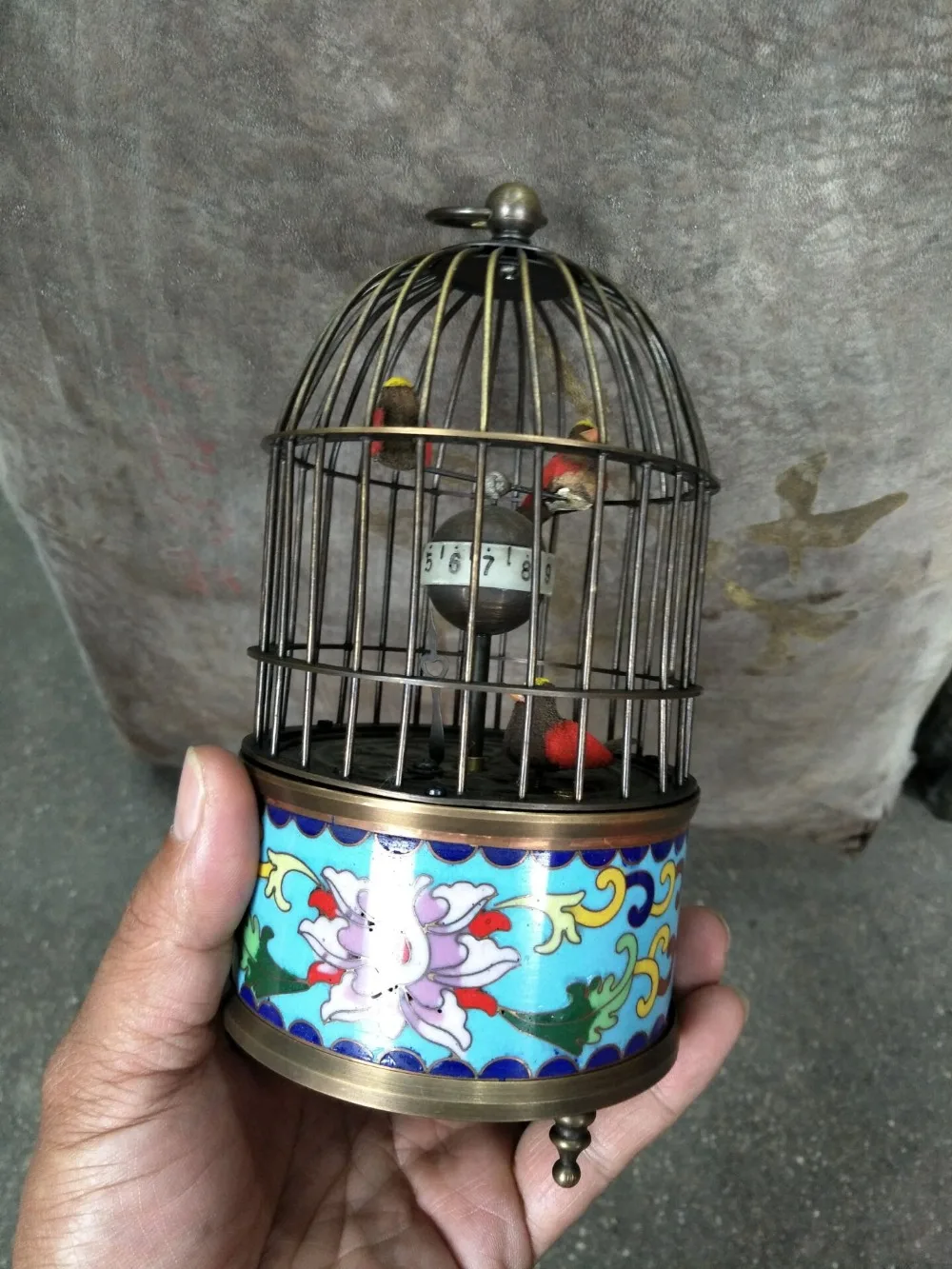 

Rare Old Qing Dynasty royal clock \ mechanical watch, copper&Cloisonne carved birdcage, can work,1889,#3702,Free shipping