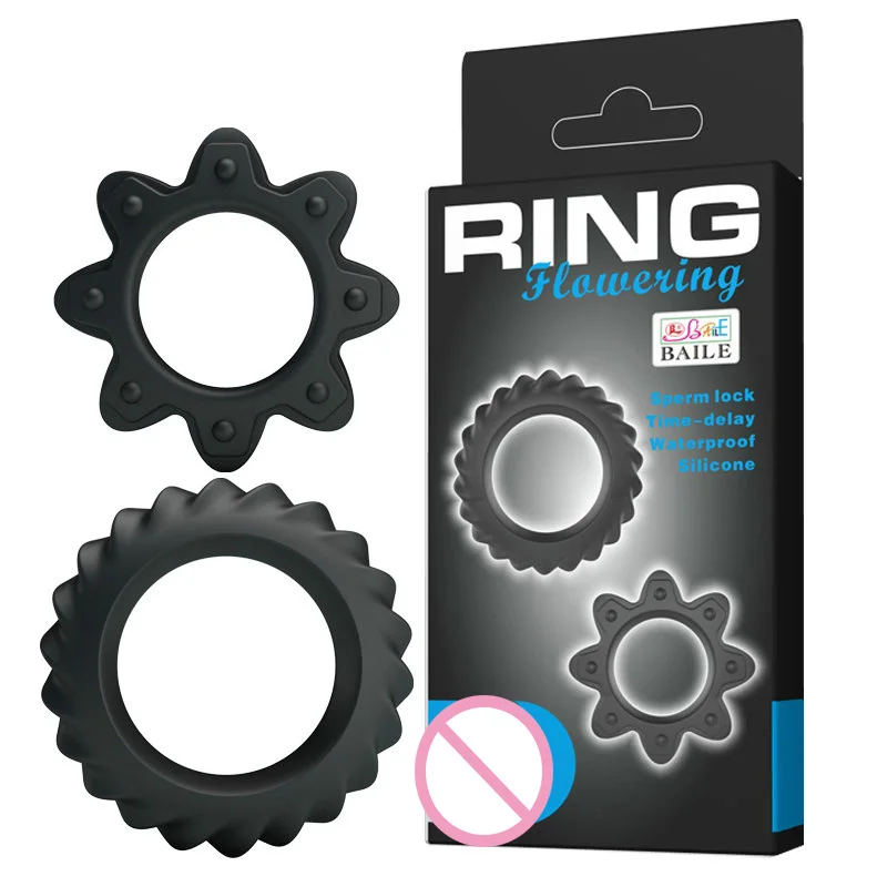 Baile Waterproof Silicone Penis Rings Set Sperm Time Delay Stretchy