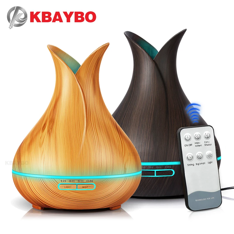 KBAYBO Ultrasonic Air Humidifier Electric Aroma Air Diffuser Essential Oil Diffuser Wood Remote Control Mistmaker For