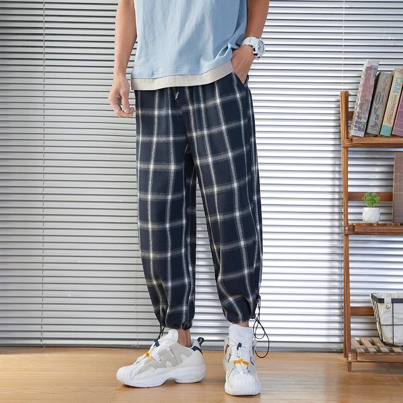 Joggers Plaid Harem Pants Men Loose Casual NEW Fashion Male Streetwear Trousers Cotton Sweatpants Plus Size hip hop