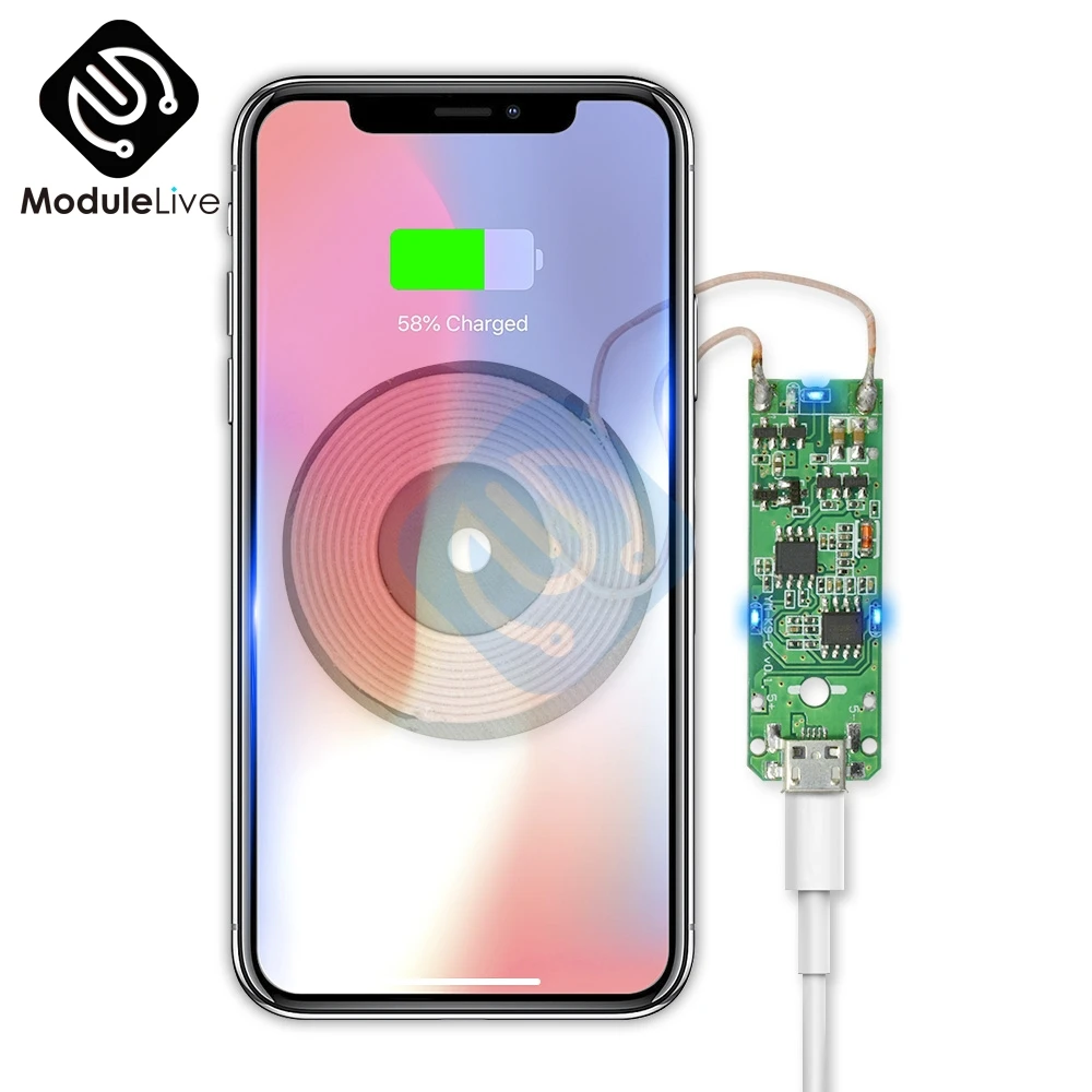 

Qi Standard Transmitter Module Wireless Charger Micro USB Cell Phone Unmanned Fast Charge Diy Electronic Coil Charging Board 5W
