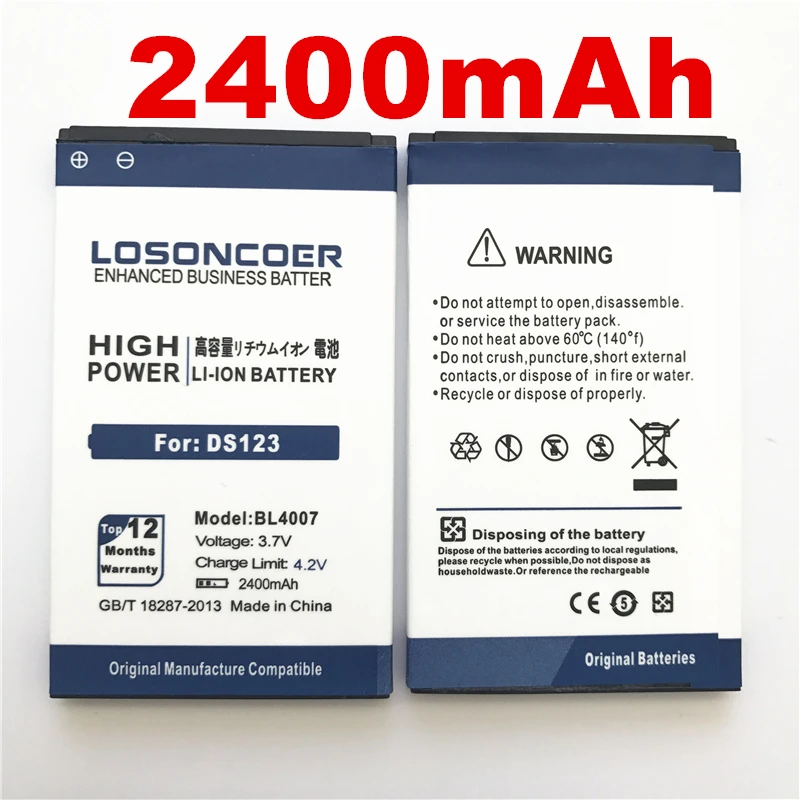 100% Оригинальный LOSONCOER 2400 мАч для Fly BL4007 DS123 литий ионный полимерный аккумулятор +