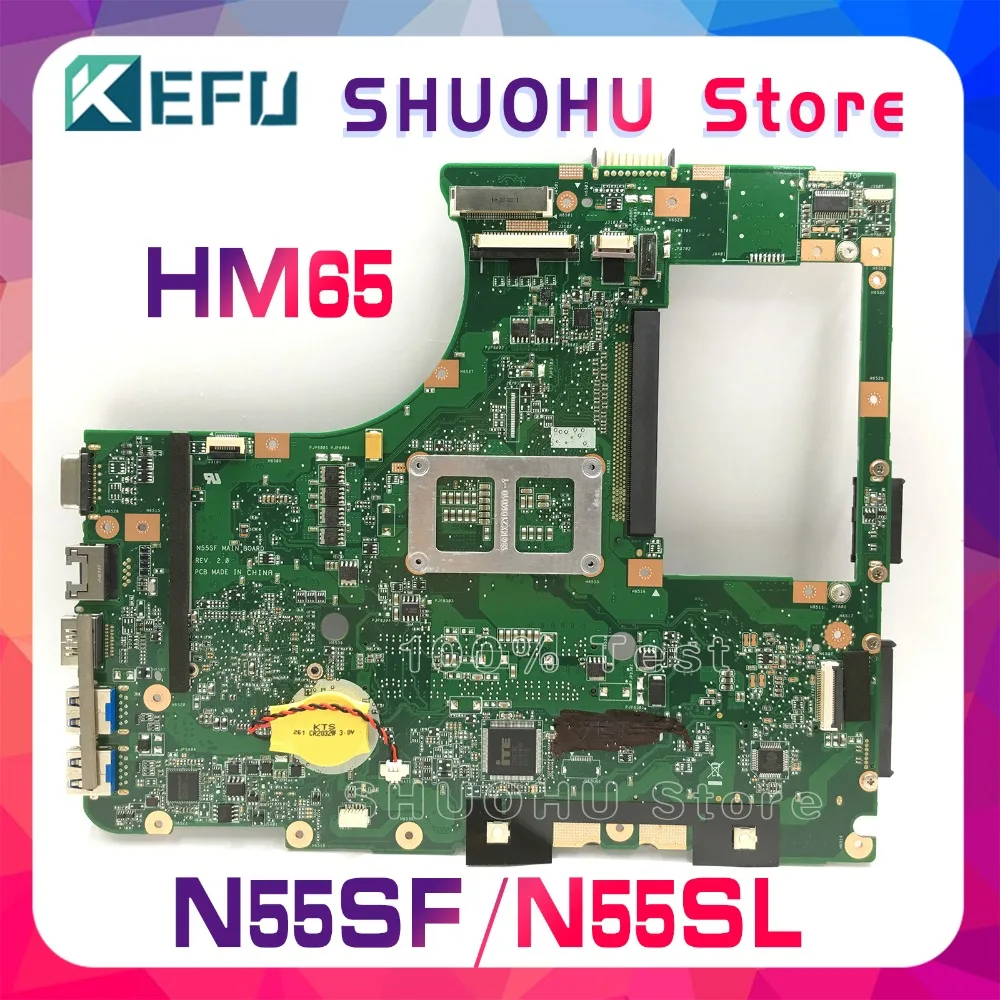 KEFU For ASUS N55SF N55SL N55S HM65 REV.2,0 laptop motherboard tested 100% work original mainboard