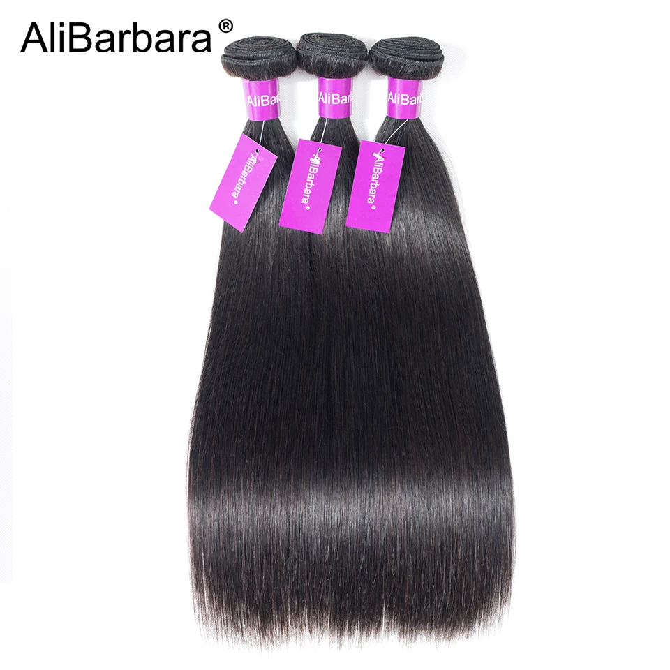 AliBarbara Hair Brazilian Straight Hair Bundles 100% Remy Human Hair Weave 3 Bundles Hair Natural Color Can Be Dyed Or Bleached