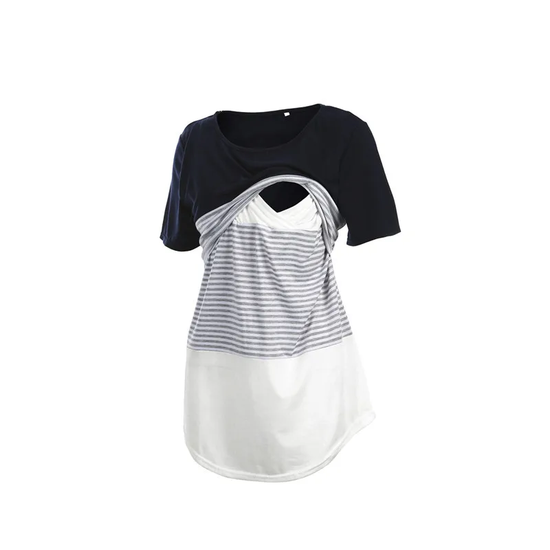 Одежда для грудного вскармливания; Женская Повседневная Футболка для беременных; футболки для мам; топы для кормящих; полосатая футболка с короткими рукавами