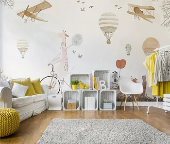 

custom 3d photo wallpaper kids room mural hand-painted animal balloon picture background wall non-woven wallpaper for wall 3d