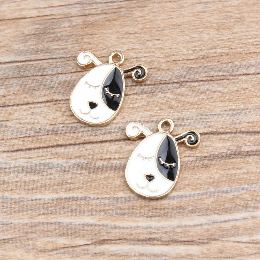 

MRHUANG Oil Drop Charms 10pcs/lot Cute Dog Animal Enamel Charms Alloy Pendant fit necklaces bracelets DIY Jewelry Accessories