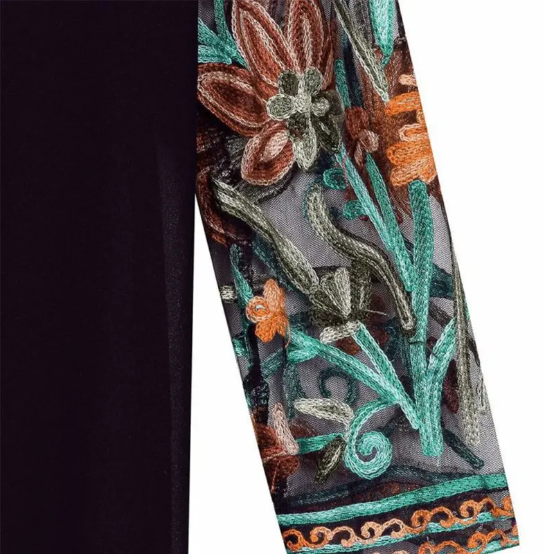 Women Vintage Tradition Floral Tassel Summer Blouse Boho Patchwork Embroidery Transparet Beach Top Chiffon Kimono Long Cardigan