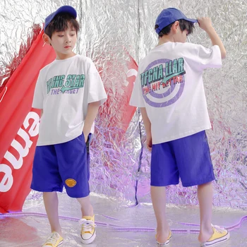 

Kid Hip Hop Clothing Color T Shirt Top Casual Shorts for Girls Boys Jazz Dance Costume Ballroom Dancing Clothes Streetwear