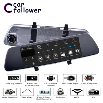 

Allwinner Android Car DVR 8" Inch ADAS Touch Screen Dash Cam Rearview Mirror Dash Camera Dual Lens GPS Navigation Wifi Bluetooth