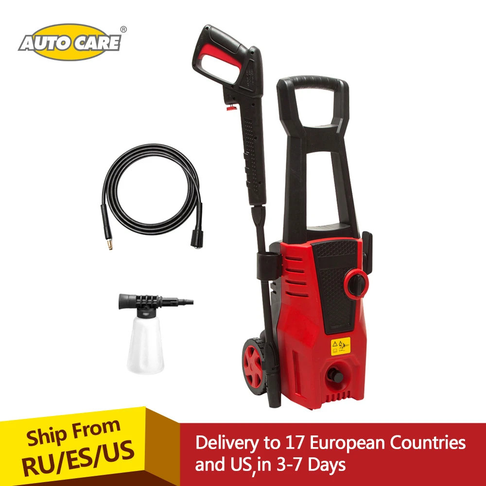 AutoCare High Pressure Cleaner Car Washer 1400W 1600PSI 1.36GPM spray gun detergent bottle turbo water hose self-washing machine