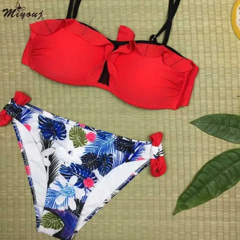

Miyouj Bikinis Women 2018 Sexy Flowers Yellow Swimsuit Push Up Swimwear Women Swimsuit Retro Vintage Bathing Suits Swim Wear