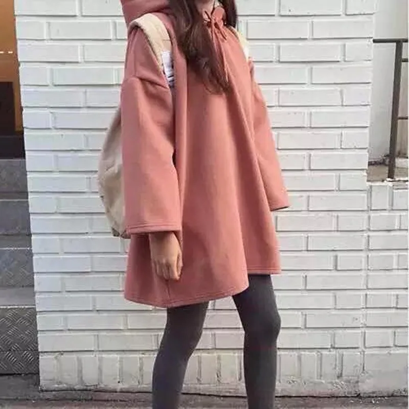 ROPALIA Lady Long Sweatshirts Women Solid Hooded O-Neck Long Sleeve Loose Casual Sweatshirts 2018 Fall Pockets Long Tops ROPALIA Lady Long Sweatshirts Women Solid Hooded O-Neck Long Sleeve Loose Casual Sweatshirts 2018 Fall Pockets Long Tops
