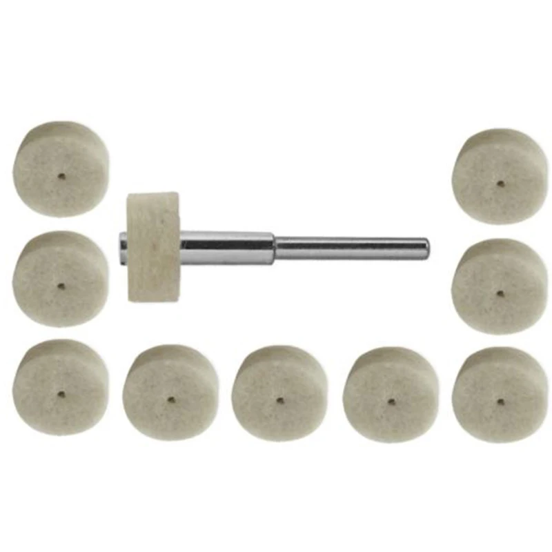 

10xFelt Buffing Polishing Wheels 1/2 +Mandrel Wool Fits Rotary Tool Detail Kit