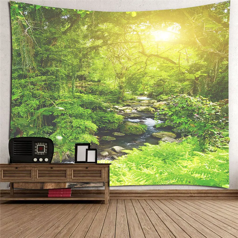 

Printing Tapestry Hanging On The Background Wall Of Mountain Stream Tool