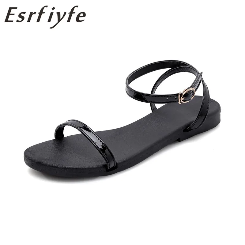 

ESRFIYFE 2019 New Women Sandals Soft Leather Cow Flat with Narrow Band Cross Ties High Quality Hand Made Women's Summer Shoes