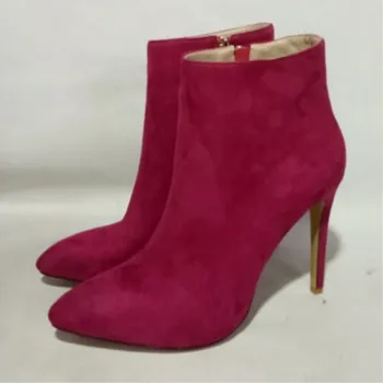 

SHOOFOO shoes,Beautiful fashion women's shoes, suede, about 11 cm high heel boots, pointed toe boots.SIZE:34-45