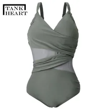 Trikini de uma peça para cima de coração, maiô feminino monokini plus size, maiô sexy de malha, uma peça maiô xxxl