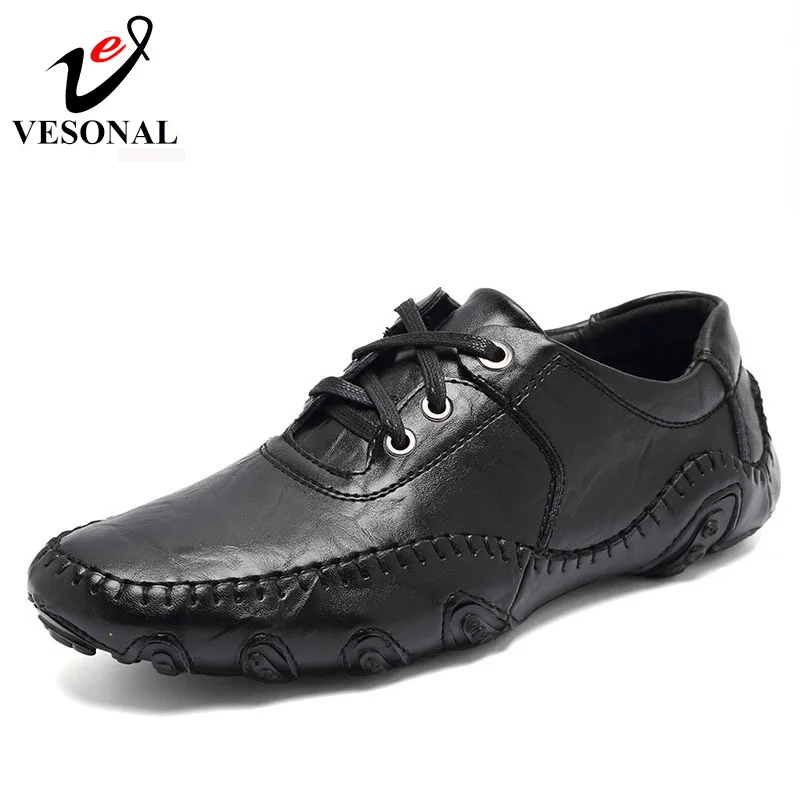 

VESONAL Hot Sale 2017 New Men Casual Shoes Male Adult Genuine Leather Brand Autumn Winter Walking Driver Quality Footwear Man