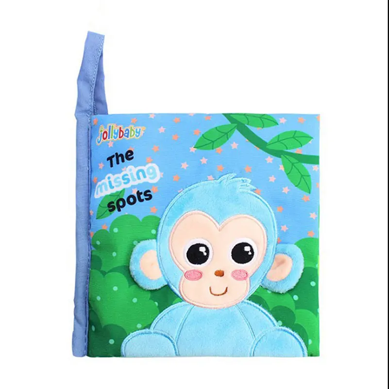 monkey 16 см детская тканевая книжка с рисунками зверей из мультфильмов устройства BB колокол кольца бумажные исследовать найти книга просвещение образование книга подарки для детей - Цвет: monkey