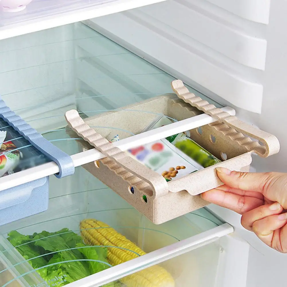 

Slide Kitchen Fridge Freezer Space Saver Organizer Storage Rack Shelf Drawer new
