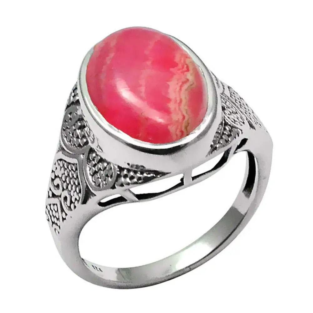 

Genuine Rhodonite and Pink Rubelite Ring 925 Sterling Silver,USA Size 6, 2SR0007