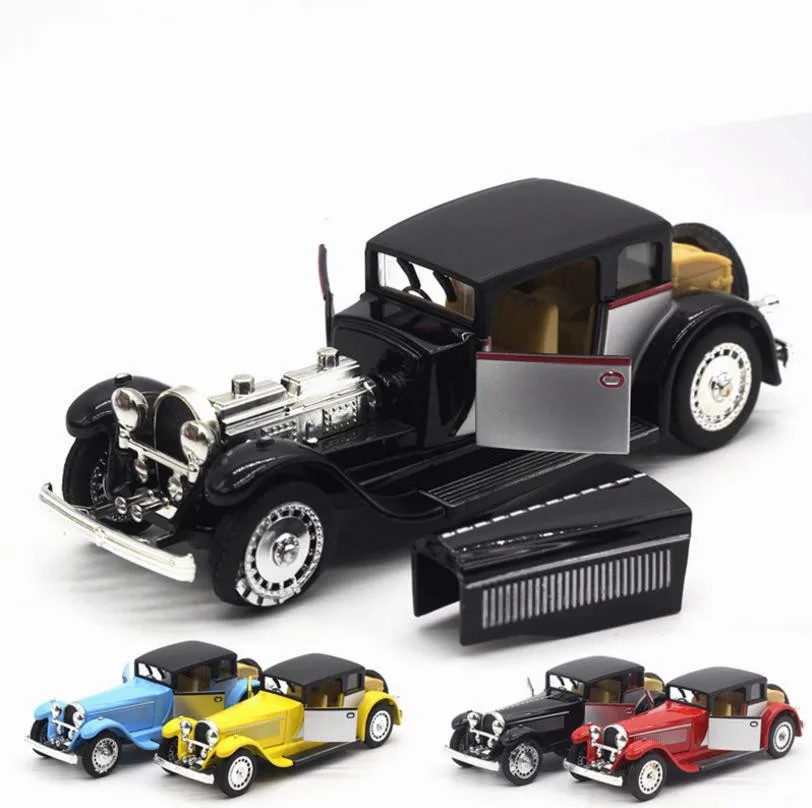 1:28 винтажная модель автомобиля Bugatti 2 с открытыми дверями из сплава литья под