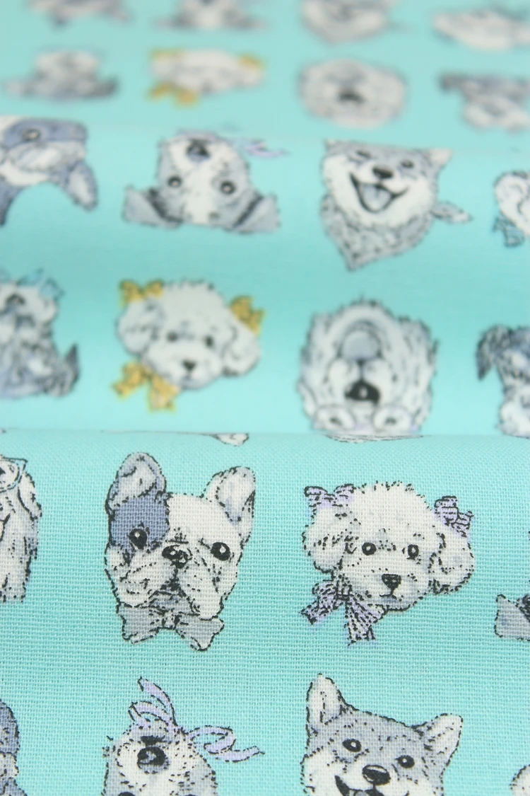 Половина ярда импорт хлопок лен Ретро мультфильм собака печати ткань, ручной работы DIY одежды платье ткань CR-A310