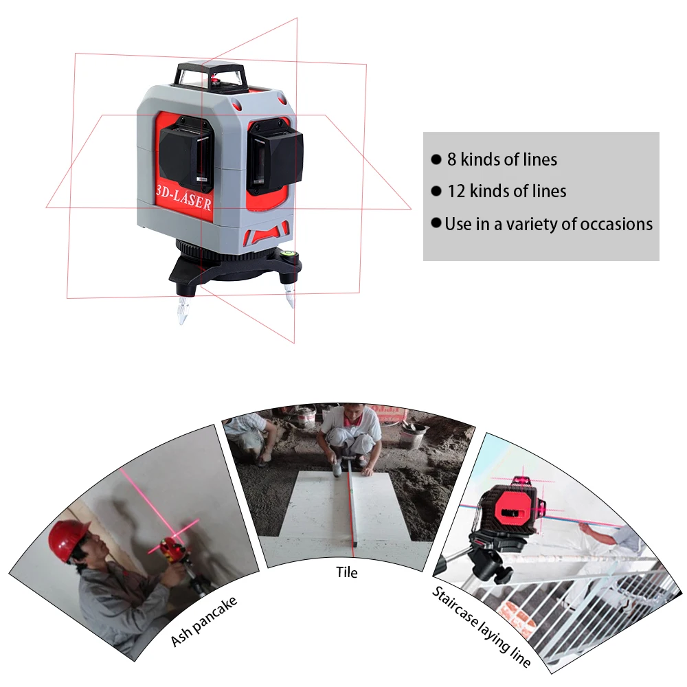 ИК 3D лазерный уровень самонивелирующийся супер мощный лазерный 360 горизонтальный и вертикальный инструмент для выравнивания красной линии