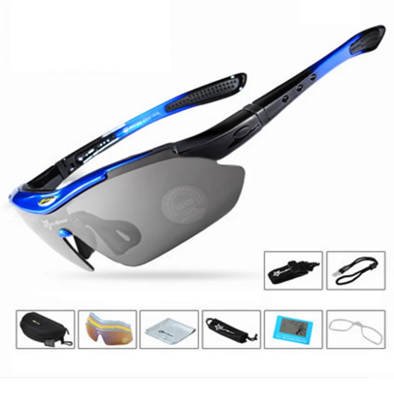 Polarized Cycling Glasses 5 Lens Clear Bike Glasses Eyewear UV400 Proof
