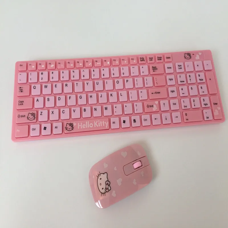 2017 Girl favorite keyboard mouse Hello Kitty Pink Wireless Keyboard
