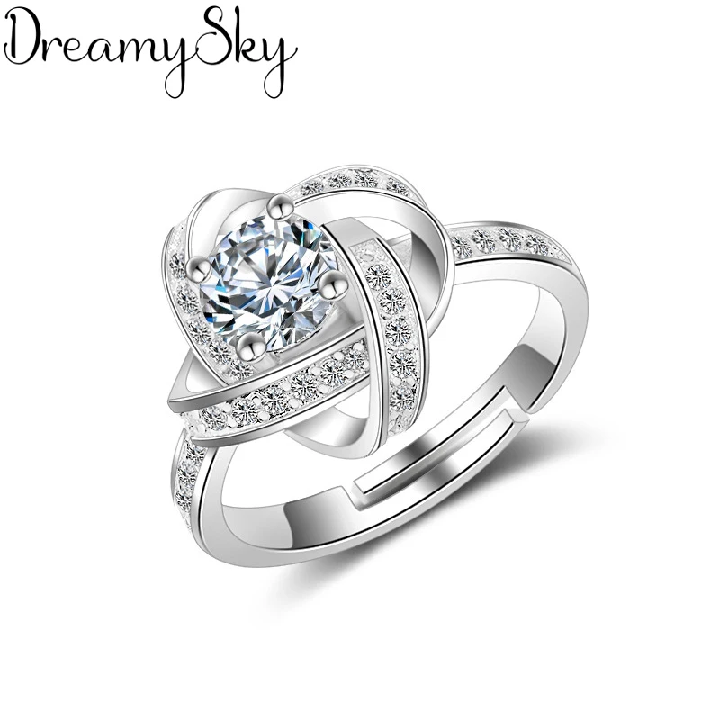 

Wholesale Fashion 925 Sterling Silver Cross Crystal Ring Gift For Women Ladies Luxury Jewelry Engagement Open Rings Anillos