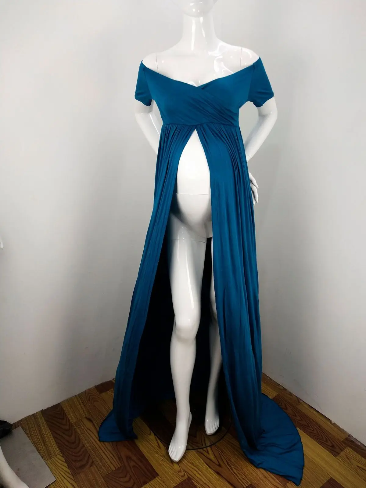 Платье для кормящих с открытыми плечами; платья для беременных; платья для фотосессии; Одежда для беременных; vestidos gestantes; один размер; женская одежда - Цвет: Veda blue