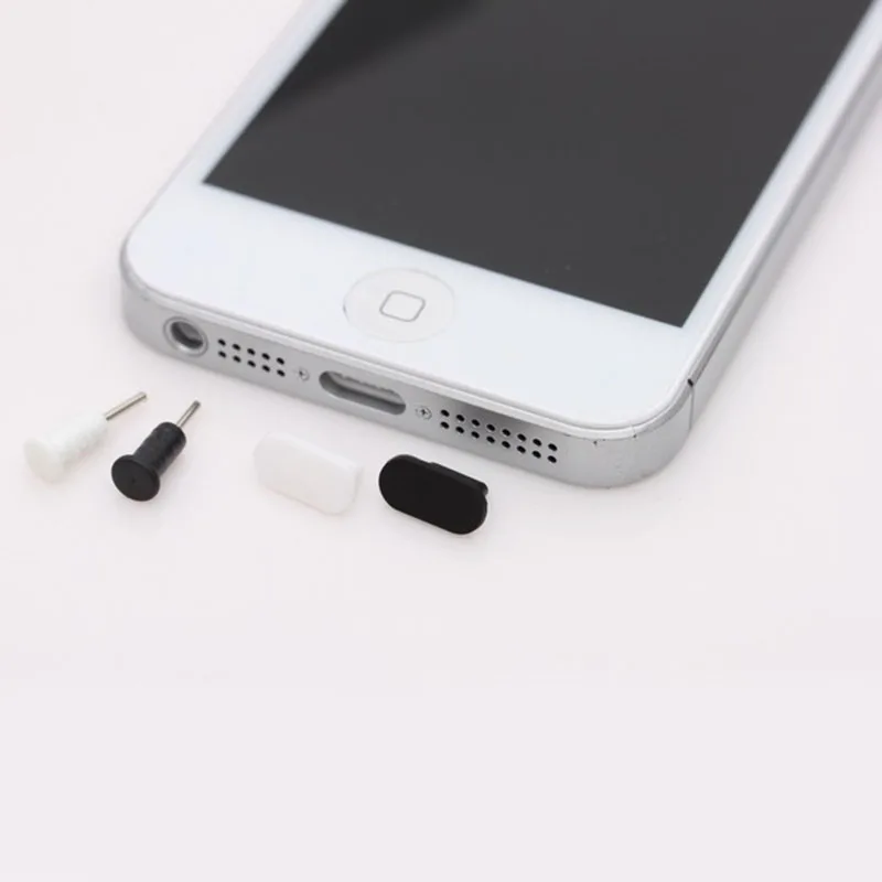4 шт./партия, модный черный и белый USB порт для передачи данных, разъем для наушников, противопылевые заглушки для Apple iPhone 5/5S, заглушка